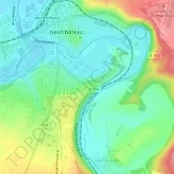 Topografische Karte Serrière, Höhe, Relief