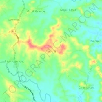 Topografische Karte Botong, Höhe, Relief