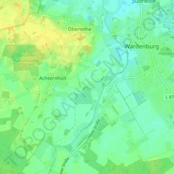 Topografische Karte Fünfhausen, Höhe, Relief