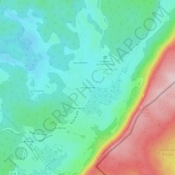 Topografische Karte Les Antoine, Höhe, Relief