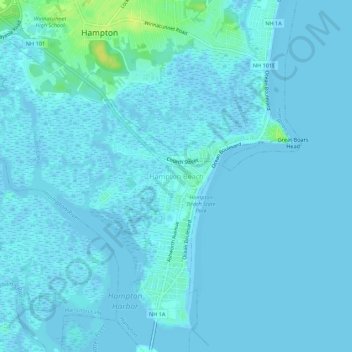 Topografische Karte Hampton Beach, Höhe, Relief