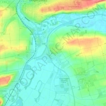 Topografische Karte Berg, Höhe, Relief