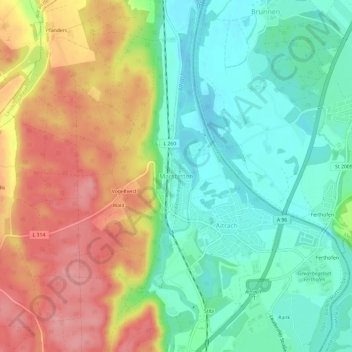 Topografische Karte Marstetten, Höhe, Relief