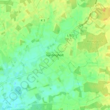 Topografische Karte Vardingholt, Höhe, Relief