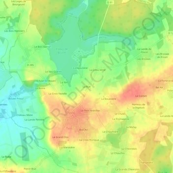 Topografische Karte La Rue, Höhe, Relief