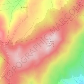 Topografische Karte Serra de Bigorne, Höhe, Relief