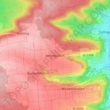 Topografische Karte Jettingsdorf, Höhe, Relief