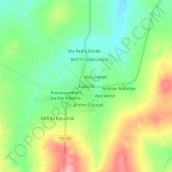Topografische Karte Itaporã, Höhe, Relief