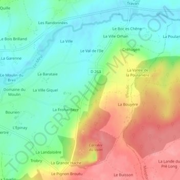 Topografische Karte Champ du Milieu, Höhe, Relief