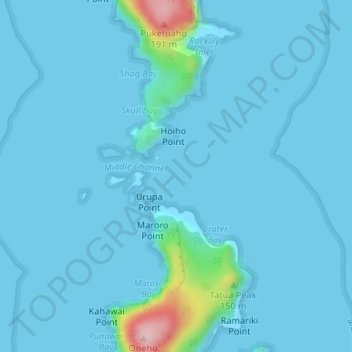 Topografische Karte Poor Knights Islands, Höhe, Relief
