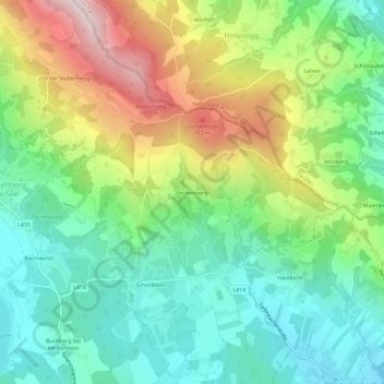 Topografische Karte Vockenberg, Höhe, Relief