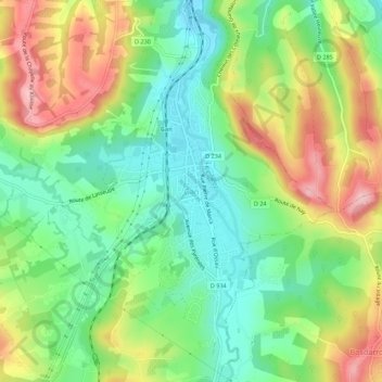 Topografische Karte Gan, Höhe, Relief
