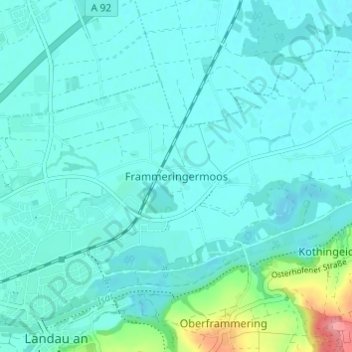 Topografische Karte Frammeringermoos, Höhe, Relief