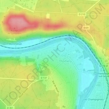 Topografische Karte Les Hauts Cailloux, Höhe, Relief