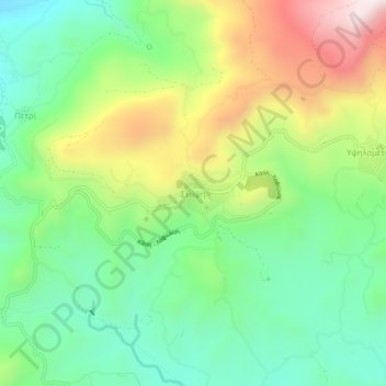 Topografische Karte Stypsi, Höhe, Relief