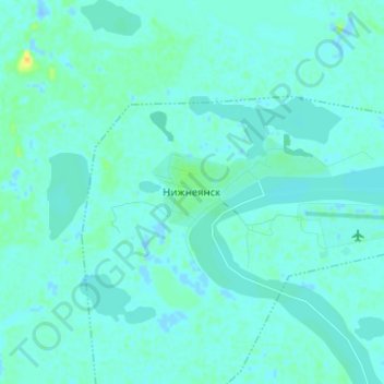 Topografische Karte Нижнеянск, Höhe, Relief