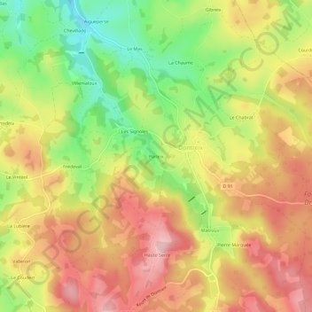 Topografische Karte Parleix, Höhe, Relief
