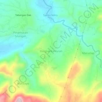 Topografische Karte Haligue Kanluran, Höhe, Relief
