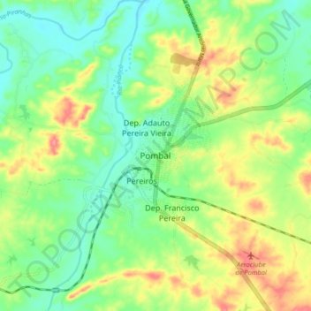 Topografische Karte Pombal, Höhe, Relief