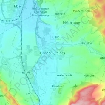 Topografische Karte Gronau (Leine), Höhe, Relief