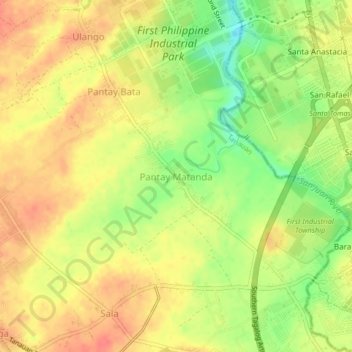 Topografische Karte Pantay Matanda, Höhe, Relief