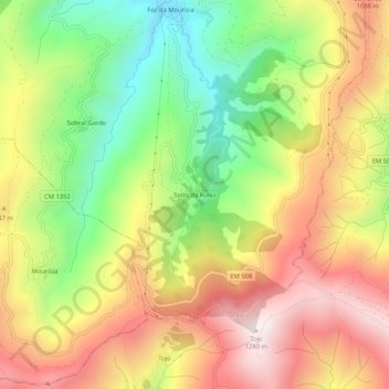 Topografische Karte Soito da Ruiva, Höhe, Relief
