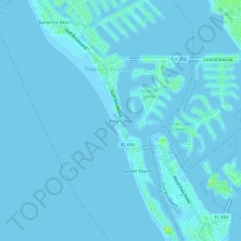 Topografische Karte Boca Ciega, Höhe, Relief