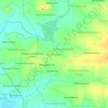 Topografische Karte Indranagar, Höhe, Relief