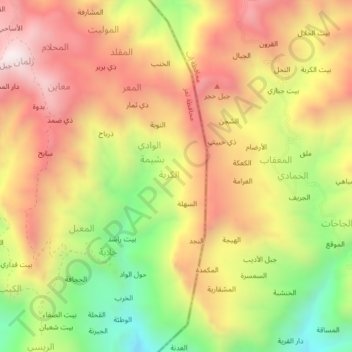 Topografische Karte Al Mahalib, Höhe, Relief
