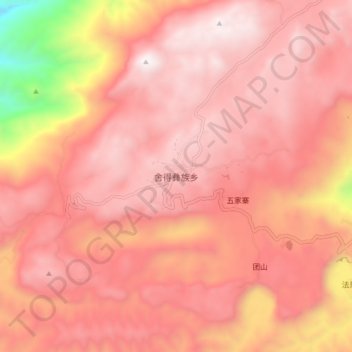 Topografische Karte 舍得彝族乡, Höhe, Relief