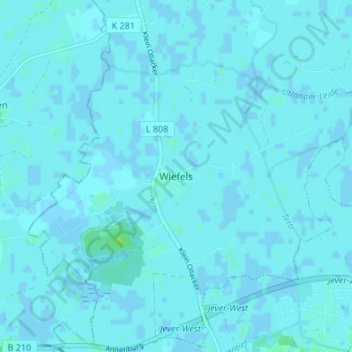 Topografische Karte Wiefels, Höhe, Relief