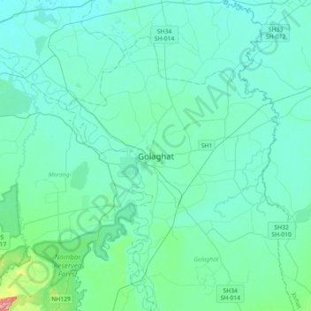 Topografische Karte Golaghat, Höhe, Relief