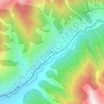 Topografische Karte Gagangir, Höhe, Relief