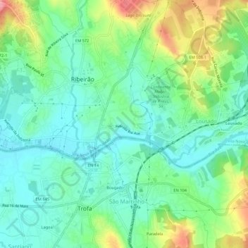 Topografische Karte Ferreiros, Höhe, Relief