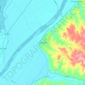 Topografische Karte Chamusca, Höhe, Relief