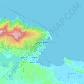 Topografische Karte Jayapura, Höhe, Relief