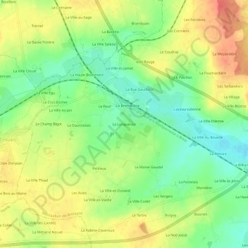 Topografische Karte La Longuerais, Höhe, Relief