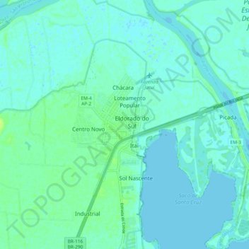 Topografische Karte Eldorado do Sul, Höhe, Relief