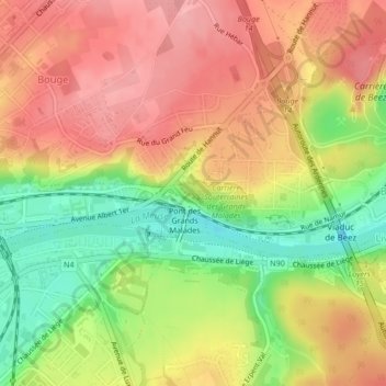 Topografische Karte Grands Malades, Höhe, Relief