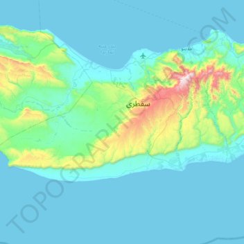 Topografische Karte Socotra, Höhe, Relief