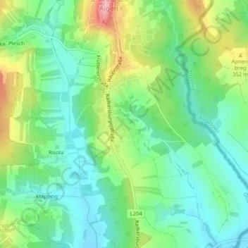 Topografische Karte Aigen, Höhe, Relief