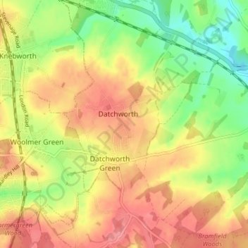 Topografische Karte Painter's Green, Höhe, Relief