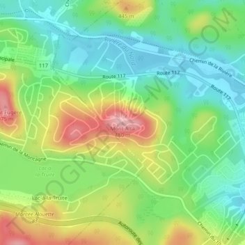 Topografische Karte Mont Alta, Höhe, Relief