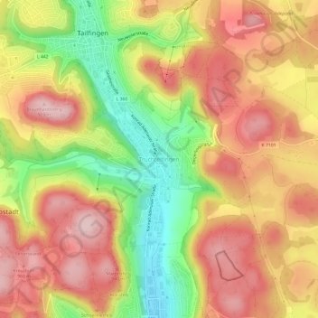 Topografische Karte Truchtelfingen, Höhe, Relief