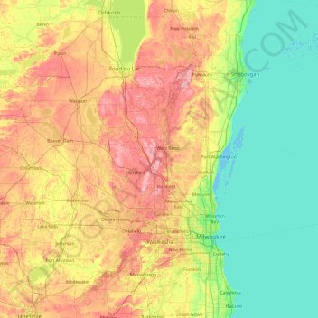 Topografische Karte Washington, Höhe, Relief