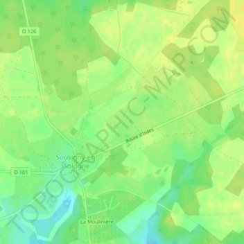 Topografische Karte Le Gatinais, Höhe, Relief