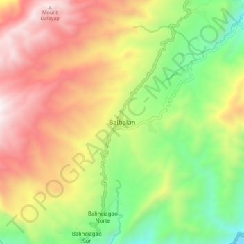 Topografische Karte Balbalan, Höhe, Relief