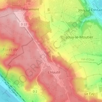 Topografische Karte Écancourt, Höhe, Relief