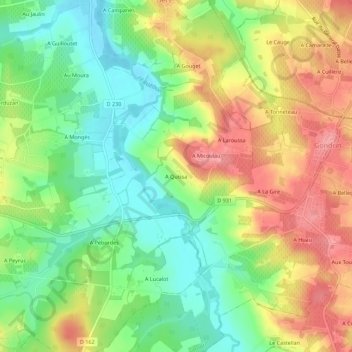 Topografische Karte A Quissa, Höhe, Relief