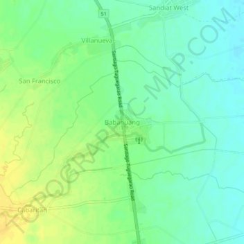 Topografische Karte Babanuang, Höhe, Relief
